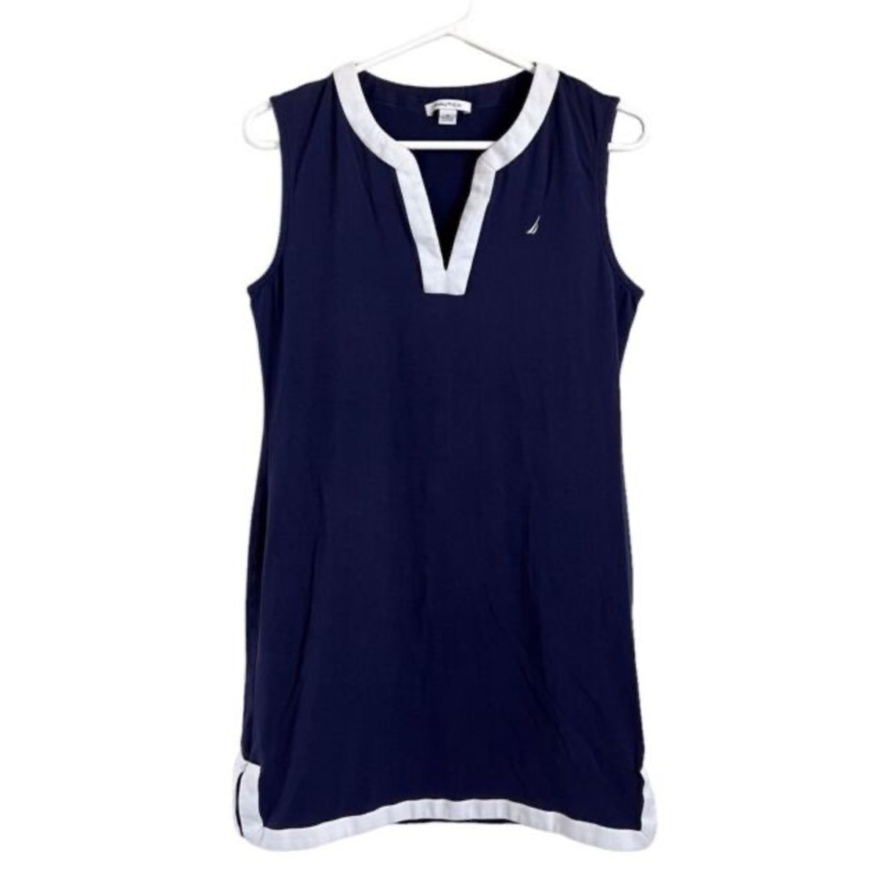Vintage Nautica Blue & White Sleeveless Dress